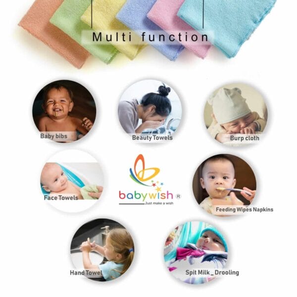 Baby Washcloths for Newborn face hand towels Combo Pack - Multicolor - Image 5