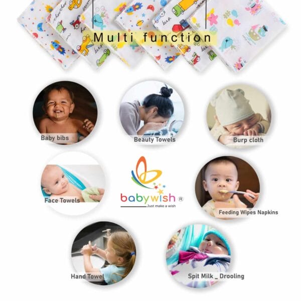 Baby Organic Muslin Washcloths for Newborn face hand towels Combo Pack - Multicolor - Image 9