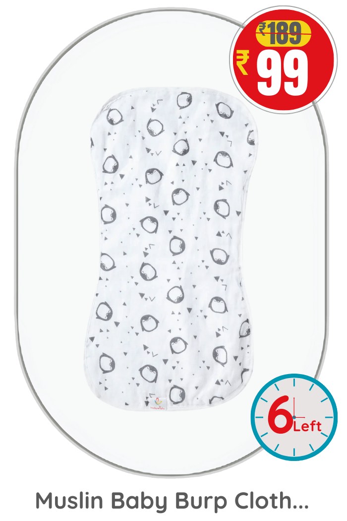 Muslin Baby Burp Cloth with Penguin Print