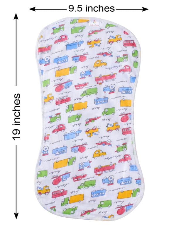 Cotton Baby Burp Cloth with Vehicle Print