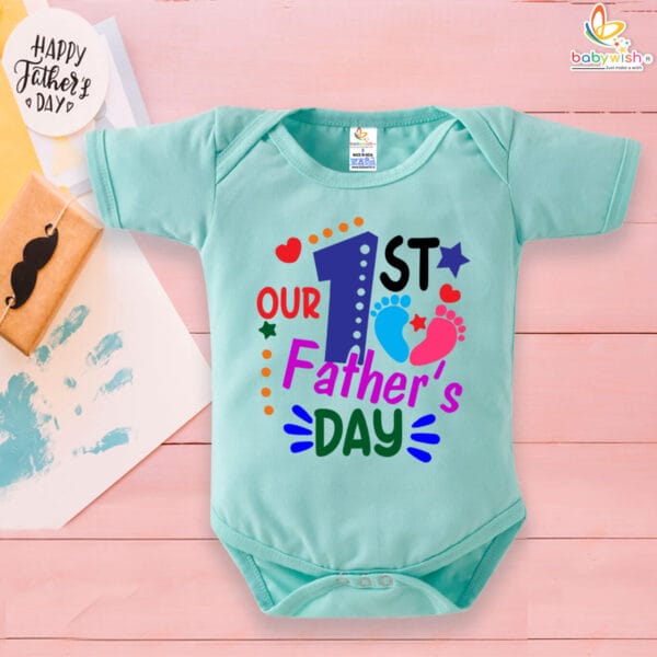 Our 1st Fathers Day Baby Romper | Gift for Dad | Babywish - Image 2