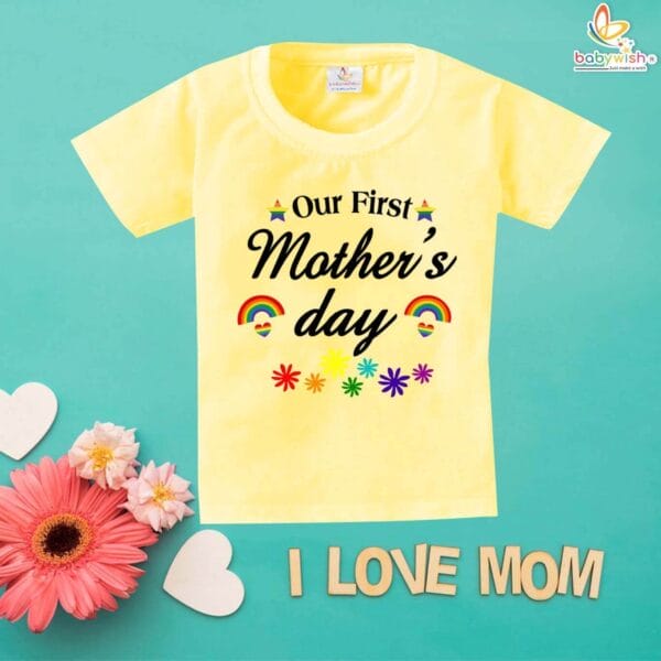 Our First Mothers Day Rainbow Print Babywish Tshirt Celebrate Mommy & Baby Love with Adorable Comfort - Image 4