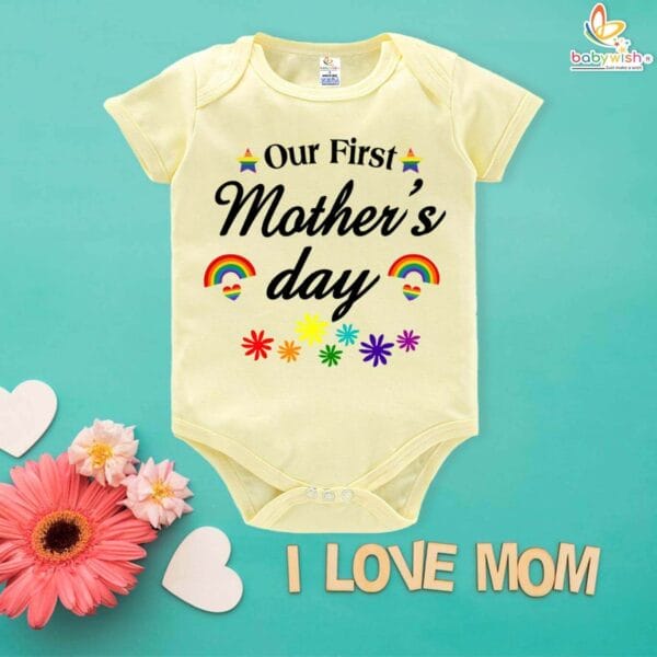 Our First Mothers Day Rainbow Print Babywish Romper/Onesies - Image 4