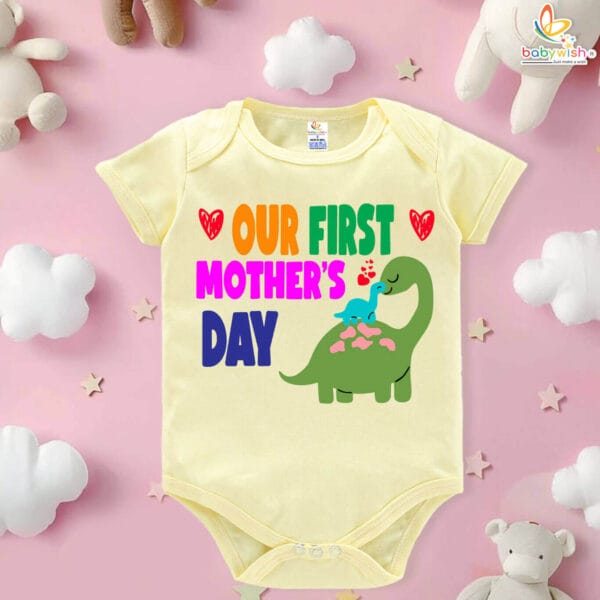 Our First Mothers Day Dinosaur Print Babywish Romper/Onesies - Image 4