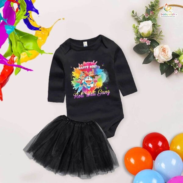 Newborn girls tutu skirt Full Sleeve romper Holi print onesies bodysuits for baby 0 to 12 months - Image 3