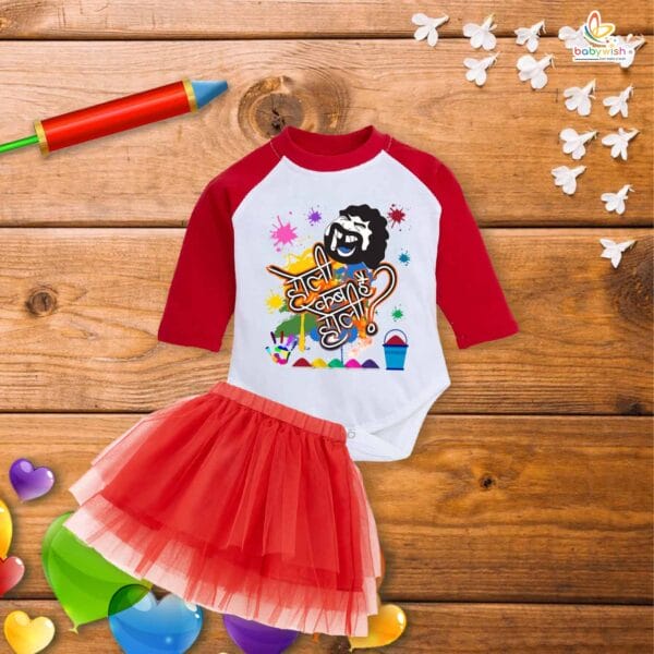 Newborn girls tutu skirt Full Sleeve romper Holi print onesies bodysuits for baby 0 to 12 months - Image 4