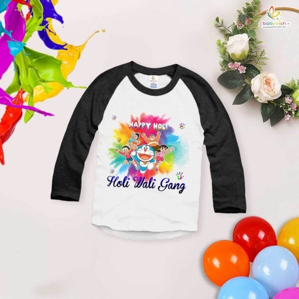 My First Holi Full Sleeve T-shirt – Happy Holi Cartoon Print Baby Outfit for Boys & Girls – Babywish - Image 4