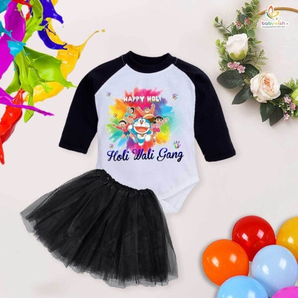 Newborn girls tutu skirt Full Sleeve romper Holi print onesies bodysuits for baby 0 to 12 months - Image 4
