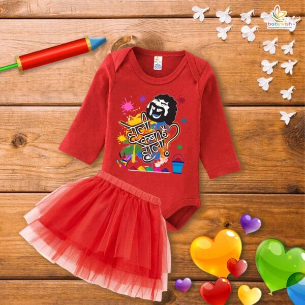 Newborn girls tutu skirt Full Sleeve romper Holi print onesies bodysuits for baby 0 to 12 months - Image 3
