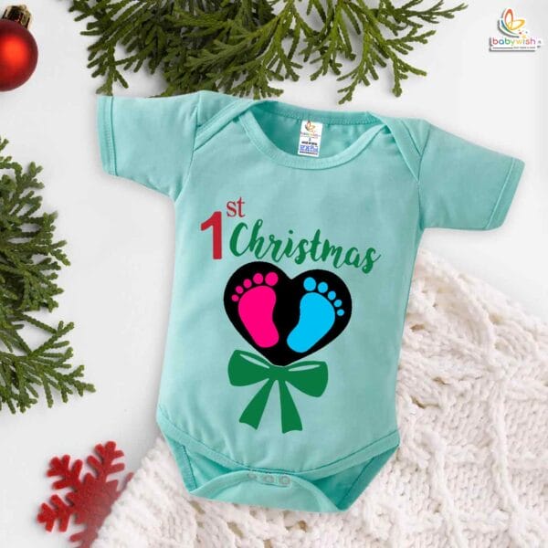 Babywish Christmas Romper Clothes My First Merry Christmas Bodysuits 1st Christmas Footprints - Image 2