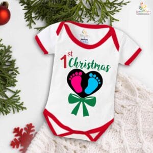Babywish Christmas Romper Clothes My First Merry Christmas Bodysuits 1st Christmas Footprints