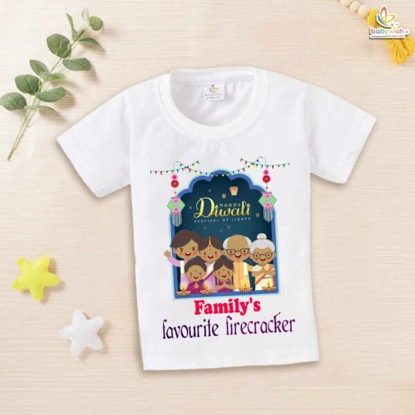 Babywish Baby Diwali T-shirt My First Diwali Family Favorite Firecracker