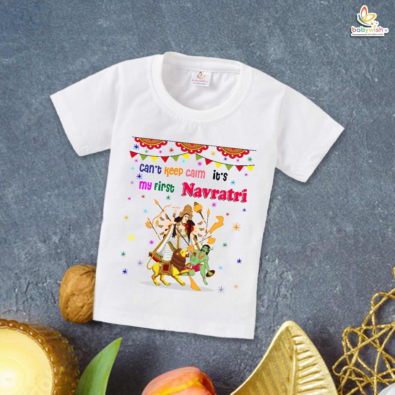 Babywish Baby Navratri T-shirt My First Dussehra Can't Keep Calm it's first Navratri