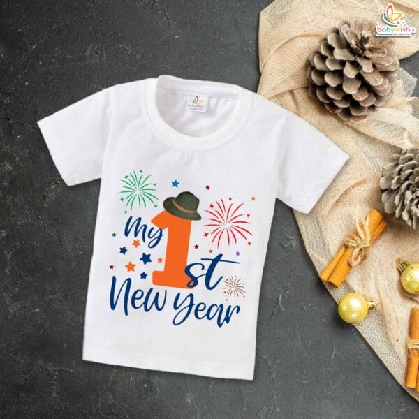 Babywish New Year T-shirt My First New Year T-shirt My First New Year Cap Printed