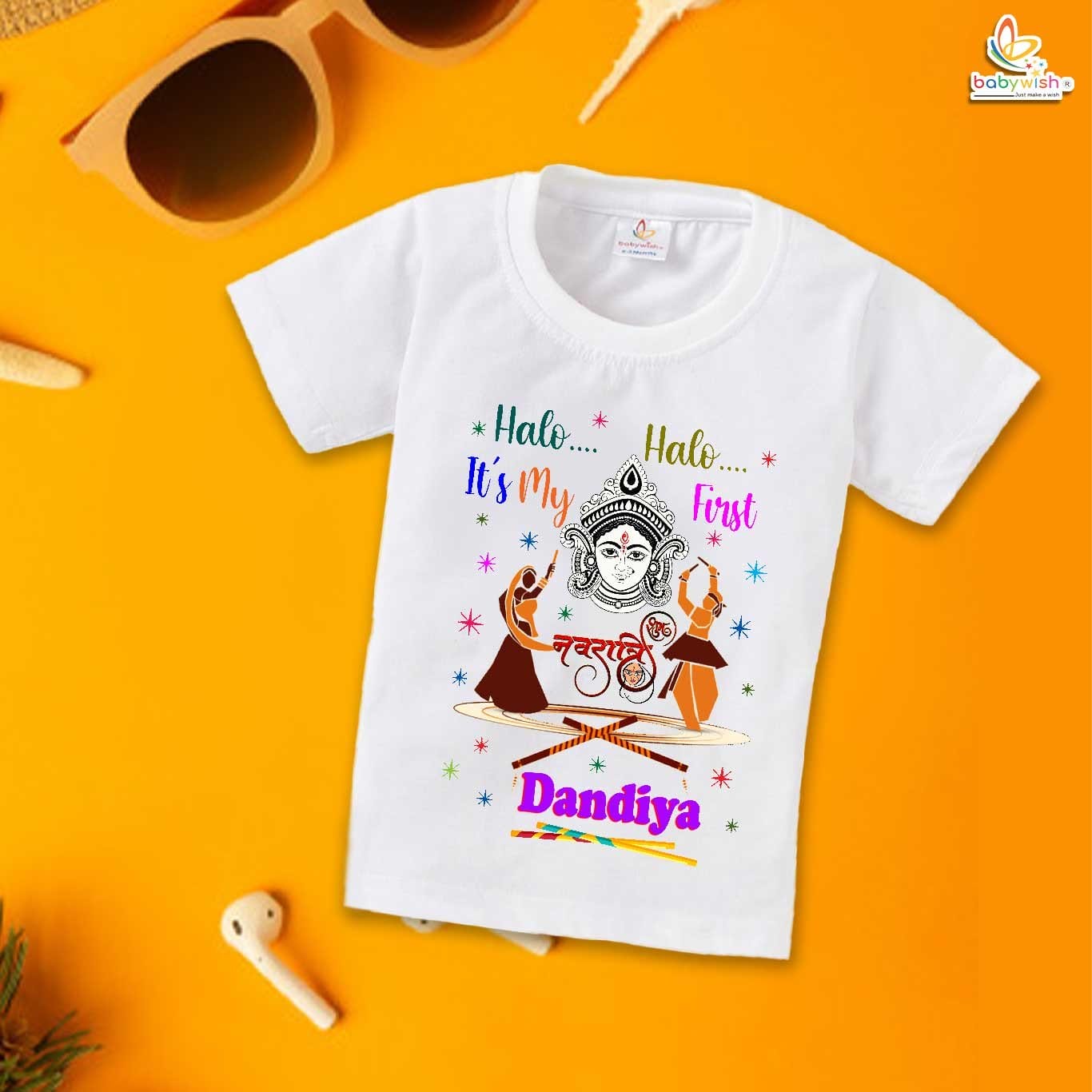 Babywish Baby Navratri T-shirt My First Dussehra Halo Halo It's My First Dandiya