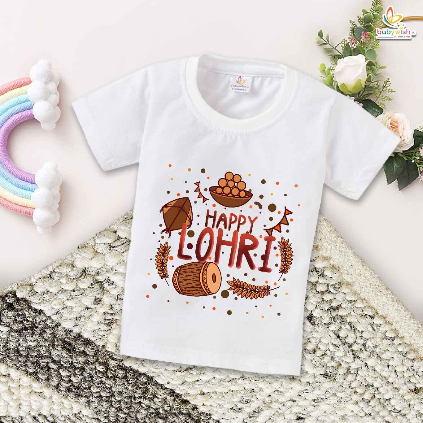 Babywish Lohri T-shirt My First Lohri T-shirt Happy Lohri With Sweets