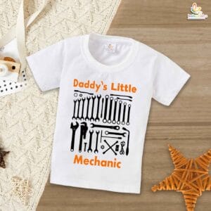 Daddy’s Little Mechanic – Fun Father T-shirt for Baby Boys & Car-Loving Dads | Matching Family Outfits | Babywish