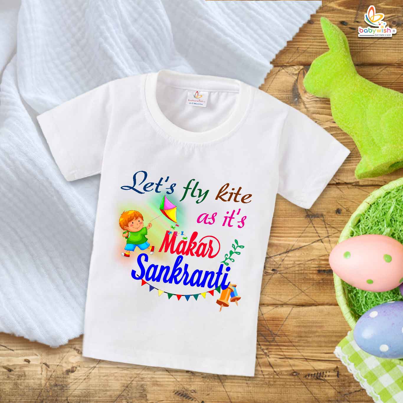 Babywish Makar Sankranti T-shirt My First Makar Sankranti T-shirt Let's Fly Kite