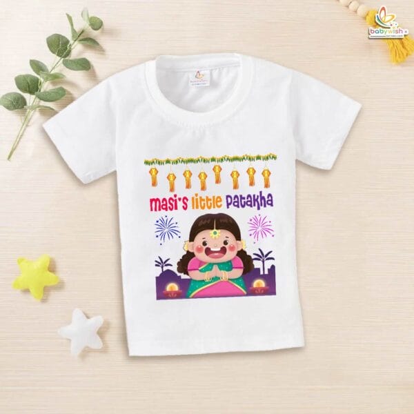 Babywish Baby Diwali T-shirt My First Diwali Maasi's Little Patakha