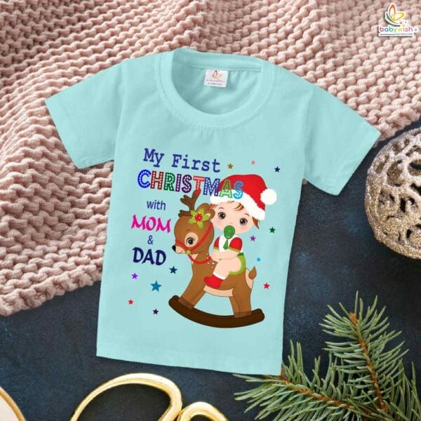 Babywish Christmas T-shirt My First Christmas T-shirt My First Christmas with My Parents - Image 2