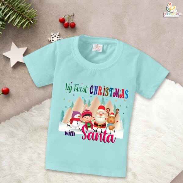 Babywish Christmas T-shirt My First Christmas T-shirt Merry Christmas With Santa Mountain Print - Image 2