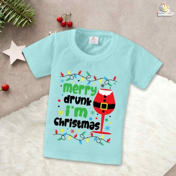 Babywish Christmas T-shirt My First Christmas T-shirt Merry Drunk I Am Christmas - Image 2