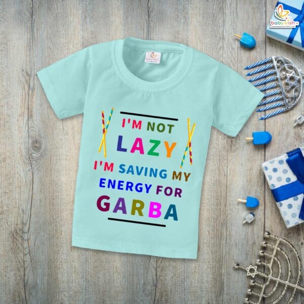 Babywish Baby Navratri T-shirt My First Dussehra I am not Lazy I'm Saving Energy for Garba - Image 2