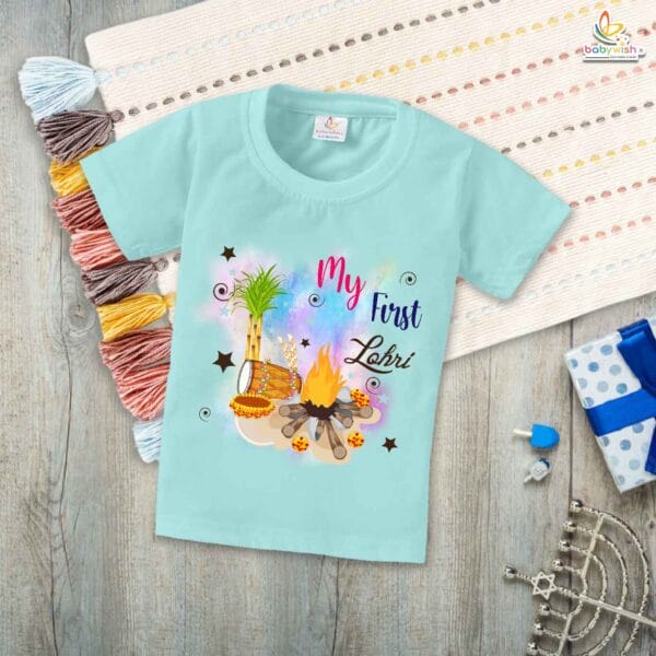 My First Lohri T-Shirt | Happy Lohri Baby Tee | Punjabi Festival Outfit for Babies & Toddlers | Lohri Celebration Clothes | Babywish - Image 2
