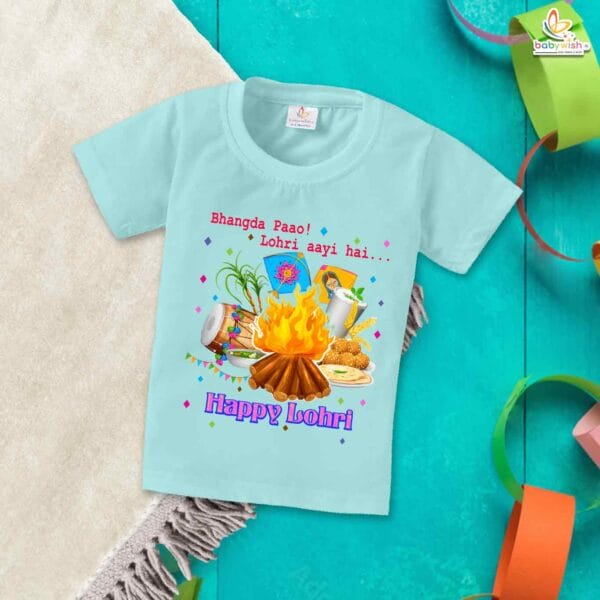 My First Lohri T-Shirt | Bhangra Pao Lohri Aayi Baby Tee | Punjabi Festival Outfit for Babies & Toddlers | Lohri Celebration Clothes | Babywish - Image 2