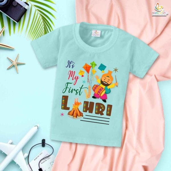 My First Lohri T-Shirt | First Lohri Celebrations Baby Tee | Punjabi Festival Outfit for Babies & Toddlers | Happy Lohri Clothes for Kids | Babywish - Image 2