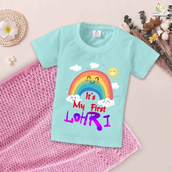 My First Lohri T-Shirt | Rainbow on Lohri Baby Tee | Lohri Festival Outfit for Babies & Toddlers | Colorful Lohri Celebration Clothes | Babywish - Image 2
