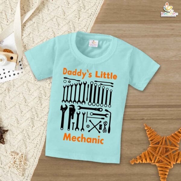 Daddy’s Little Mechanic – Fun Father T-shirt for Baby Boys & Car-Loving Dads | Matching Family Outfits | Babywish - Image 2
