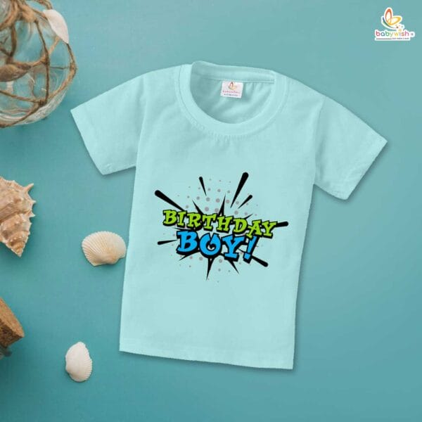 Birthday Boy T-Shirt with Sweets – My First Birthday Shirt for Baby Boys | Cute 1st Birthday Party Outfit with Candy & Cake Theme by Babywish - Image 2