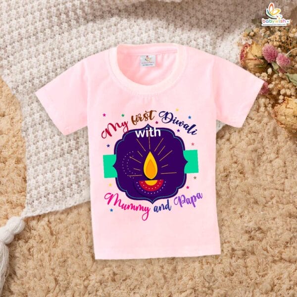 Babywish Baby Diwali T-shirt My First Diwali My First Diwali with Mummy & Papa - Image 3
