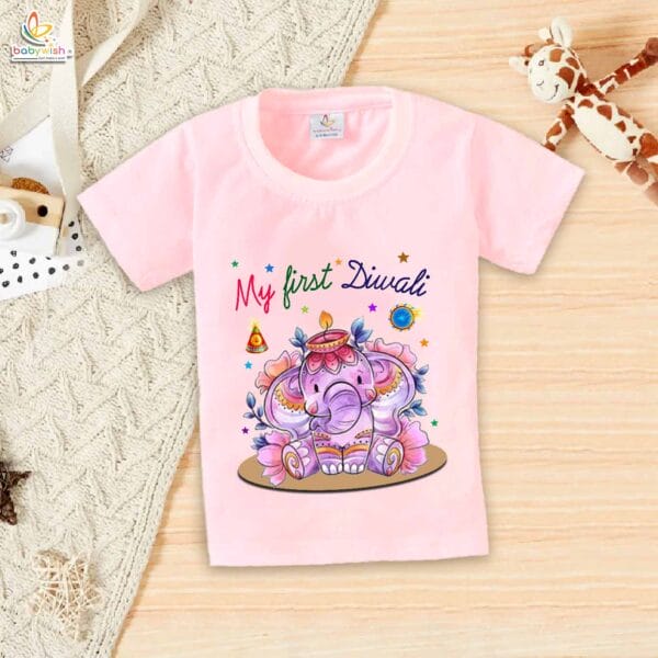 Babywish Baby Diwali T-shirt My First Diwali MY FIRST DIWALI - Image 3
