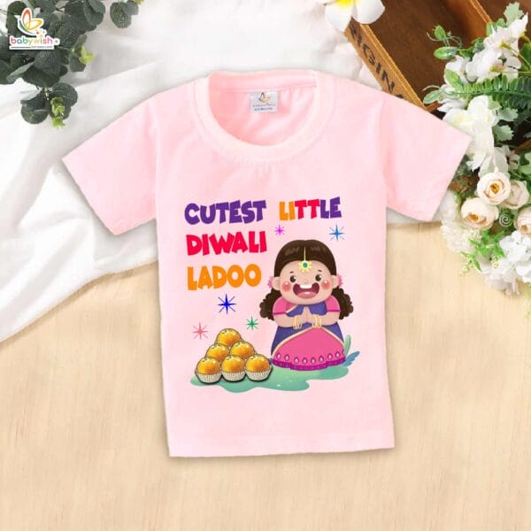Babywish Baby Diwali T-shirt My First Diwali Cutest Diwali Sweets Ladoo - Image 3