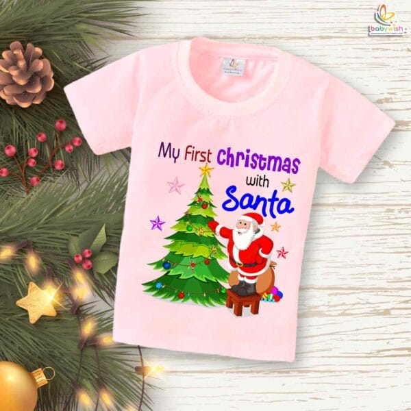 Babywish Christmas T-shirt My First Christmas T-shirt Santa And X-mas-tree Christmas Print - Image 3