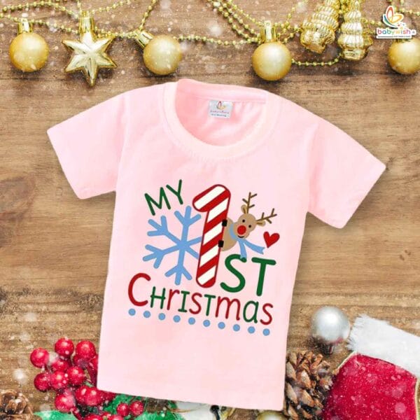 Babywish Christmas T-shirt My First Christmas T-shirt First Christmas Deer Print - Image 3