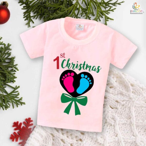 Babywish Christmas T-shirt My First Christmas T-shirt 1st Christmas Footprints - Image 3