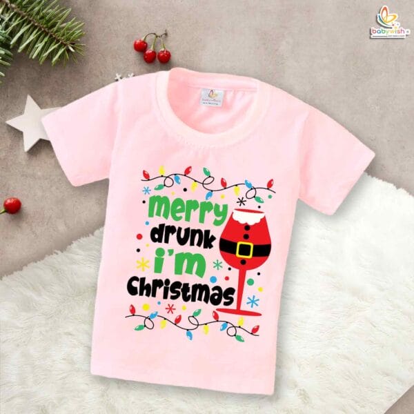 Babywish Christmas T-shirt My First Christmas T-shirt Merry Drunk I Am Christmas - Image 3