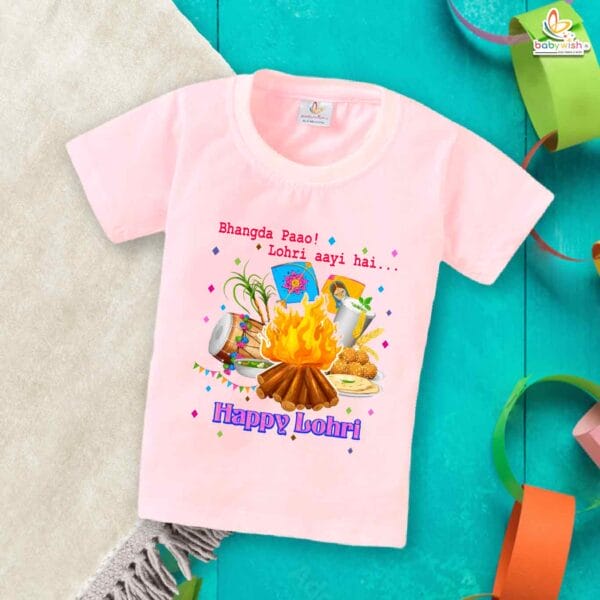 My First Lohri T-Shirt | Bhangra Pao Lohri Aayi Baby Tee | Punjabi Festival Outfit for Babies & Toddlers | Lohri Celebration Clothes | Babywish - Image 3