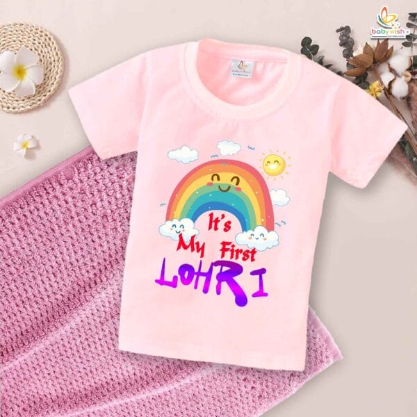 My First Lohri T-Shirt | Rainbow on Lohri Baby Tee | Lohri Festival Outfit for Babies & Toddlers | Colorful Lohri Celebration Clothes | Babywish - Image 3