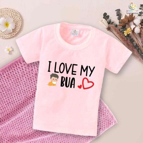 I Love My Bua T-Shirt with Heart Print – Cute Auntie Shirt for Women | Gift for Indian Bua, Family Matching Outfit, Babywish - Image 3