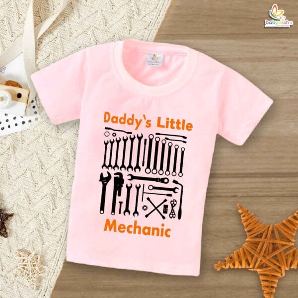 Daddy’s Little Mechanic – Fun Father T-shirt for Baby Boys & Car-Loving Dads | Matching Family Outfits | Babywish - Image 3