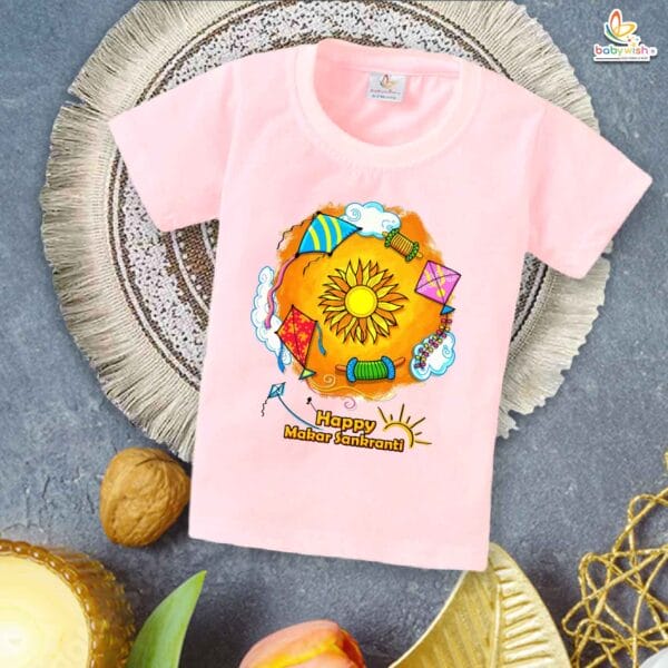 Makar Sankranti Sunflower Baby T-Shirt – My First Makar Sankranti Festival Outfit for Newborn & Infant | Cute Baby Makar Sankranti T-shirt – Babywish - Image 3