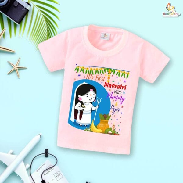 Babywish Baby Navratri T-shirt My First Dussehra First Navratri With Muumy & Papa - Image 3