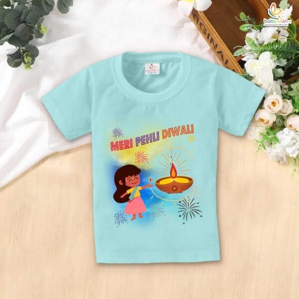 Babywish Baby Diwali T-shirt My First Diwali Meri Pehli Diwali - Image 2