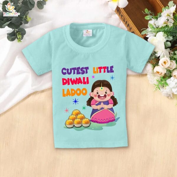 Babywish Baby Diwali T-shirt My First Diwali Cutest Diwali Sweets Ladoo - Image 2