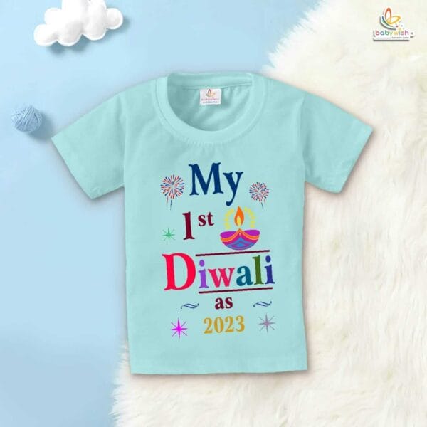 Babywish Baby Diwali T-shirt My First Diwali My 1st Diwali as 2023 - Image 2