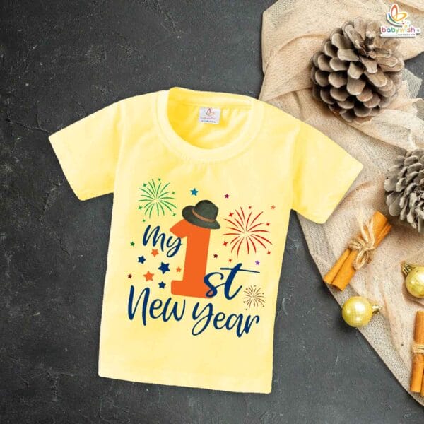 Babywish New Year T-shirt My First New Year T-shirt My First New Year Cap Printed - Image 3